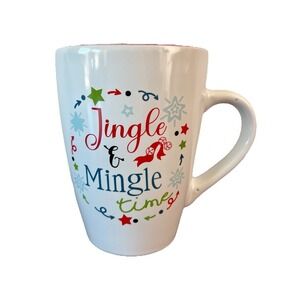 FabulousHome Jingle &‎ Mingle Time Christmas Coffee Mug White Red Holiday Cup
